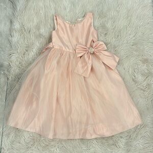 Little girls sleeveless satin pearl dress with tulle